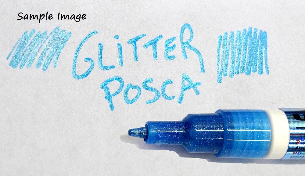 Mitsubishi Pencil Pigment Sign Posca Light Blue Water-Based Pen, (Fine Point), (Glitter)