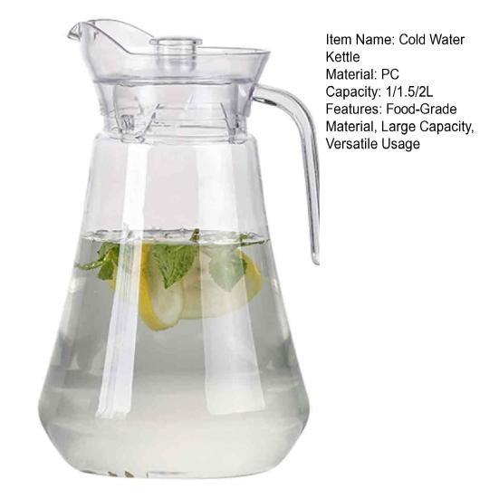 Cold Beverage Pitcher with Spout Spill-Proof Lid Large Capacity Water Jug for Ice Tea Lemonade Juice Outdoor Water Dispenser for Parties Home Office