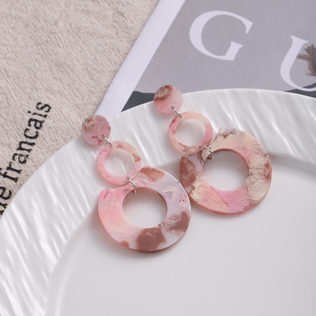 Simple Atmospheric Fashion Design High-End Candy Color Chain Earrings Women'S Dopamine Wear Color Stud Earrings