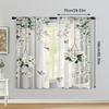 2PC White Floral Bird Hanging Basket Sheer Curtains - Serene Garden-Themed Print Window Drapes for Living Room Bedroom Decor