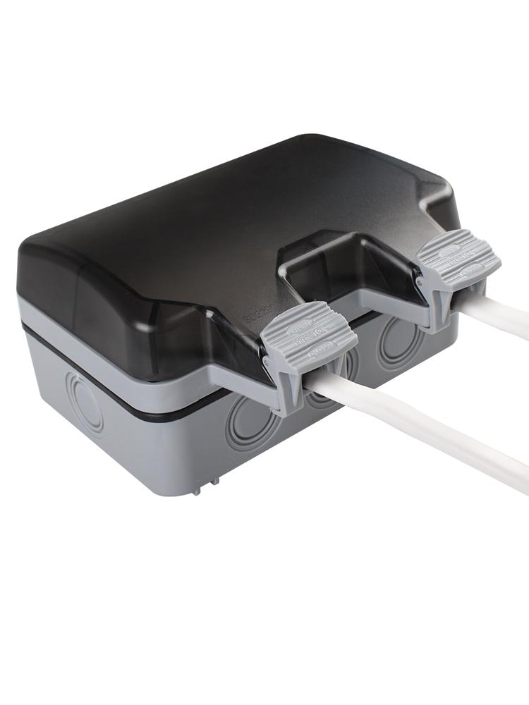 Outdoor Waterproof Dual Five-Hole Socket, Surface Mounted, Rainproof for Bathroom or Courtyard Use