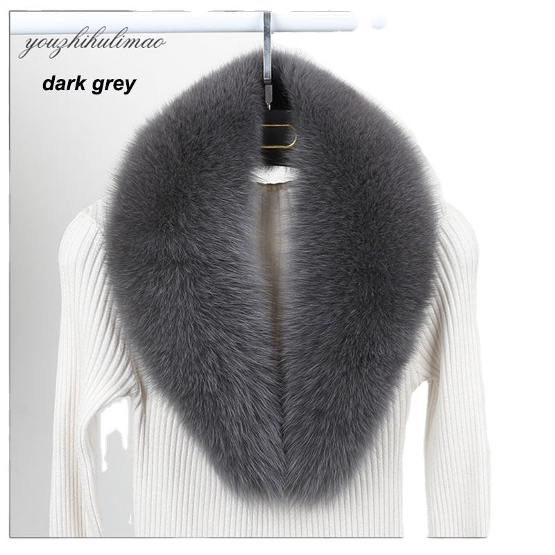 MWFur Silver Fox Fur Collar Scarf Winter Women Fluffy Neck Warmer Fashion  Hand Made Winter Scarf Fur Collar