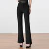 2025 Women's High-Waisted Black Micro-Flare Pants – Slimming, Casual Drape with Split Hem