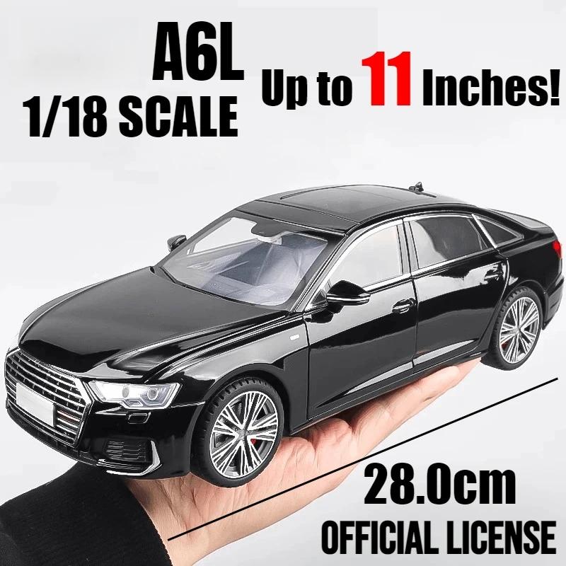1/18 Scale A6L Toy Car Model Diecast Alloy Metal Vehicle Miniature Pull Back Sound Light Collection Gift for Boy Children Kid