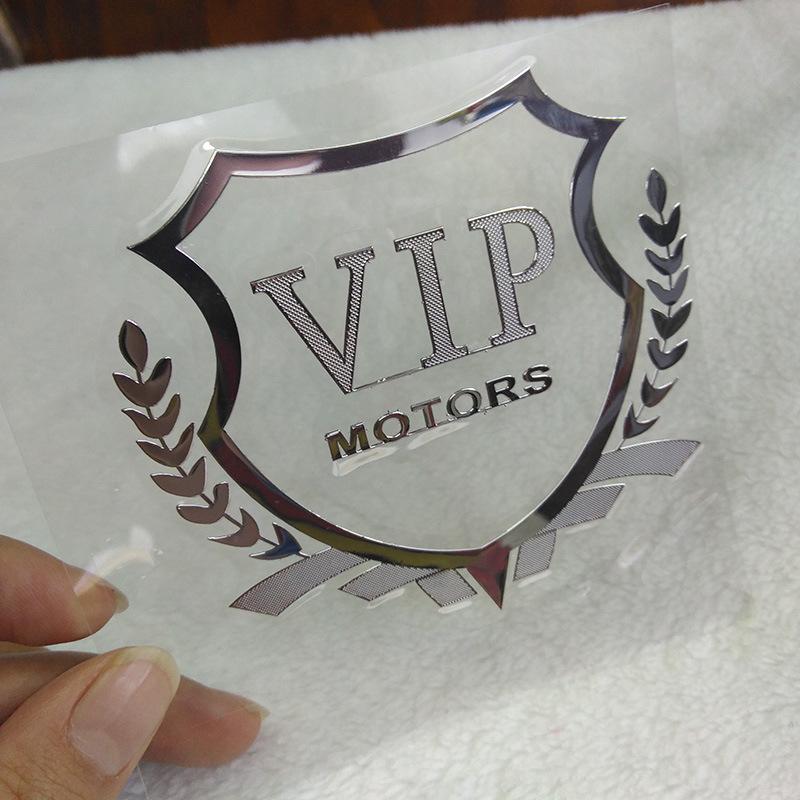 1pcs car sticker VIP MOTORS logo metal nickel  decal Reflective emblem Door Window Body Auto Decor DIY Car styling super sticker