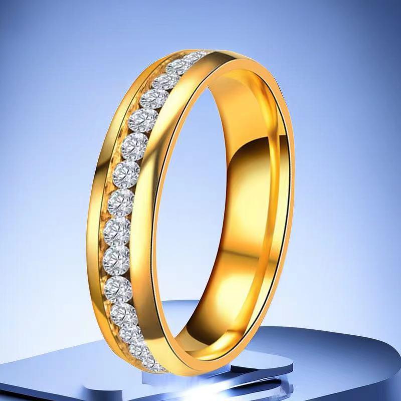 Stainless Steel Titanium Women's Ring - No-Fade, Niche Design, Ins Style, Diamond-Plated Gold-Plated, Plain Ring