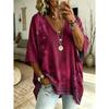 T-shirt da Donna Taglie Forti con Scollo a V e Maniche a Pipistrello Stampa Etnica Bohemien Top Largo Estivo Comodo Traspirante per il Pendolarismo Quotidiano Casual