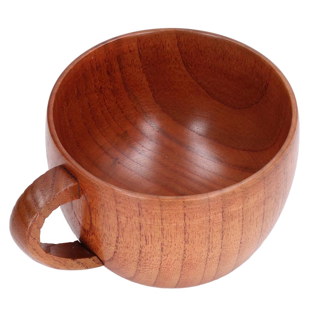 200ml Big Belly Wood Water Cup Simple Tea Wine Coffee Mug Classical Wooden Cup with Handle for Kitchen Study