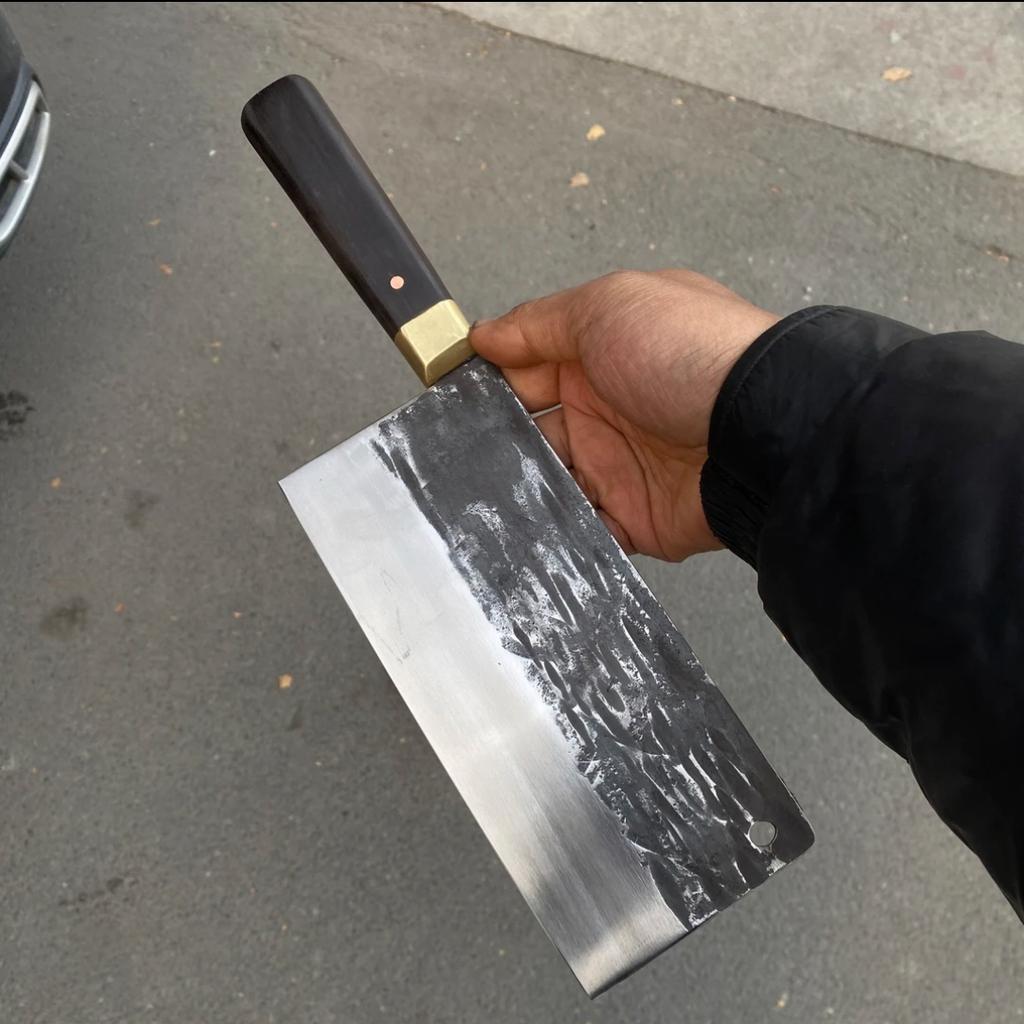 8.3 Inch Slicing Knife Spring Steel Blade Ebony Handle Chinese Chef Cleaver Meat Cutting Vegetable Handmade Forged Kitchen Knife