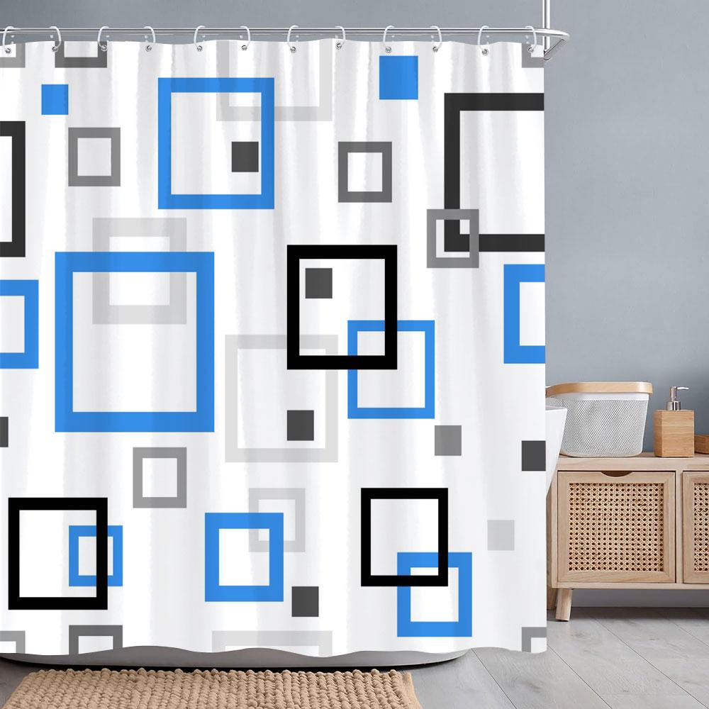 Abstract Geometric Shower Curtain Black White Colourful Colour Block Line Simple Modern Polyester Shower Curtains Bathroom Decor