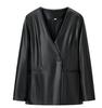 Retro Distressed V-neck Leather Jacket for Women - European & American Fashion