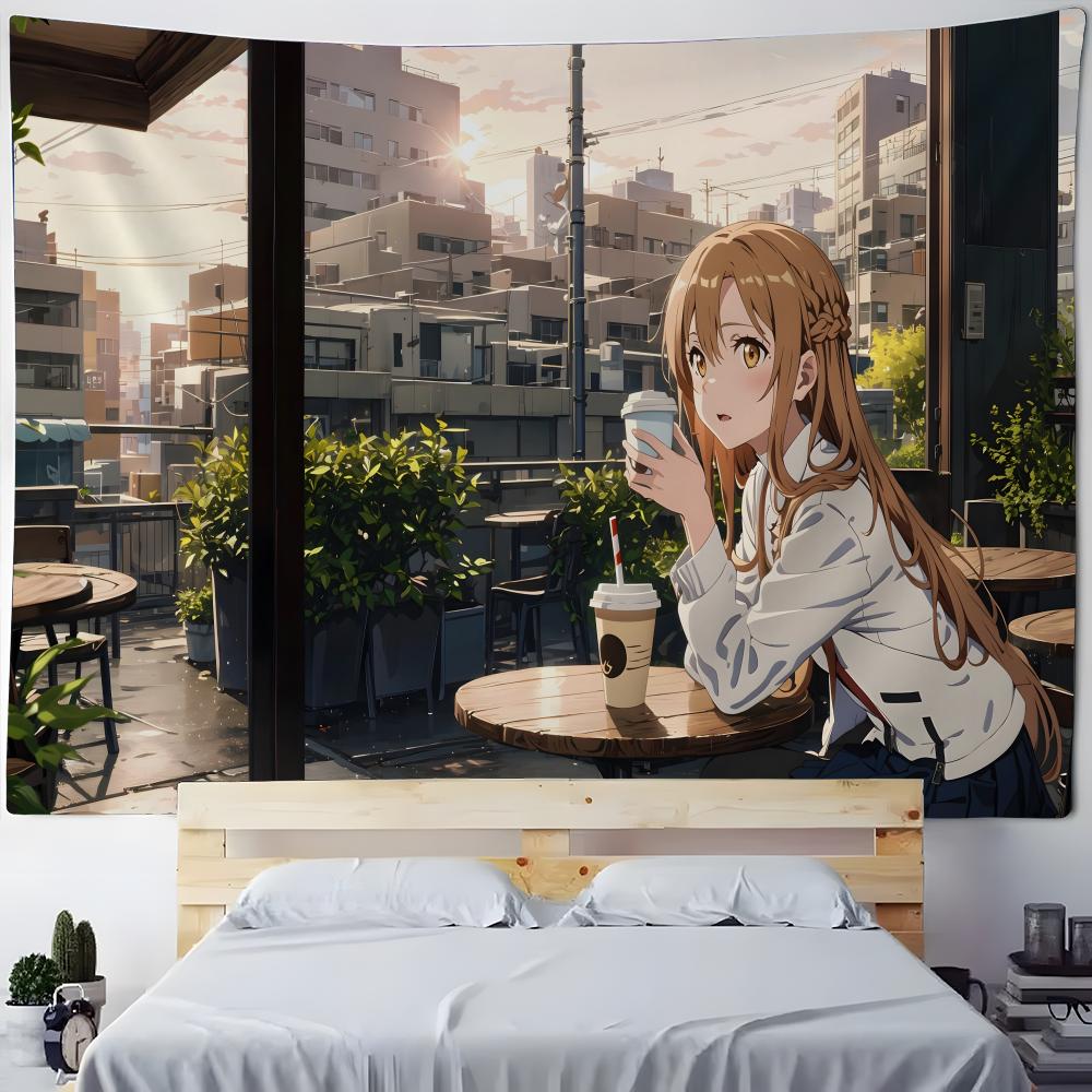S-Sword Art Online Tapestry Anime Tapestry Wall Hanging Bohemian Wall Tapestries Mandala Home Decor Accessories