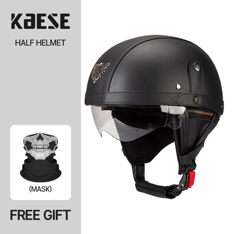 Vintage Half Face Motorcycle Helmet Motorbike Helmets Men Women Unisex Scooter Summer Helmet Black Brown DOT Approved Casque
