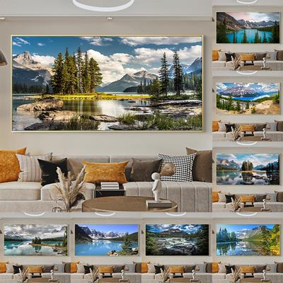 Jasper National Park Canvas Painting Lake with Mountain Forest Landscape Giclee Εκτυπώσεις αφίσες για διακόσμηση τοίχου σαλονιού