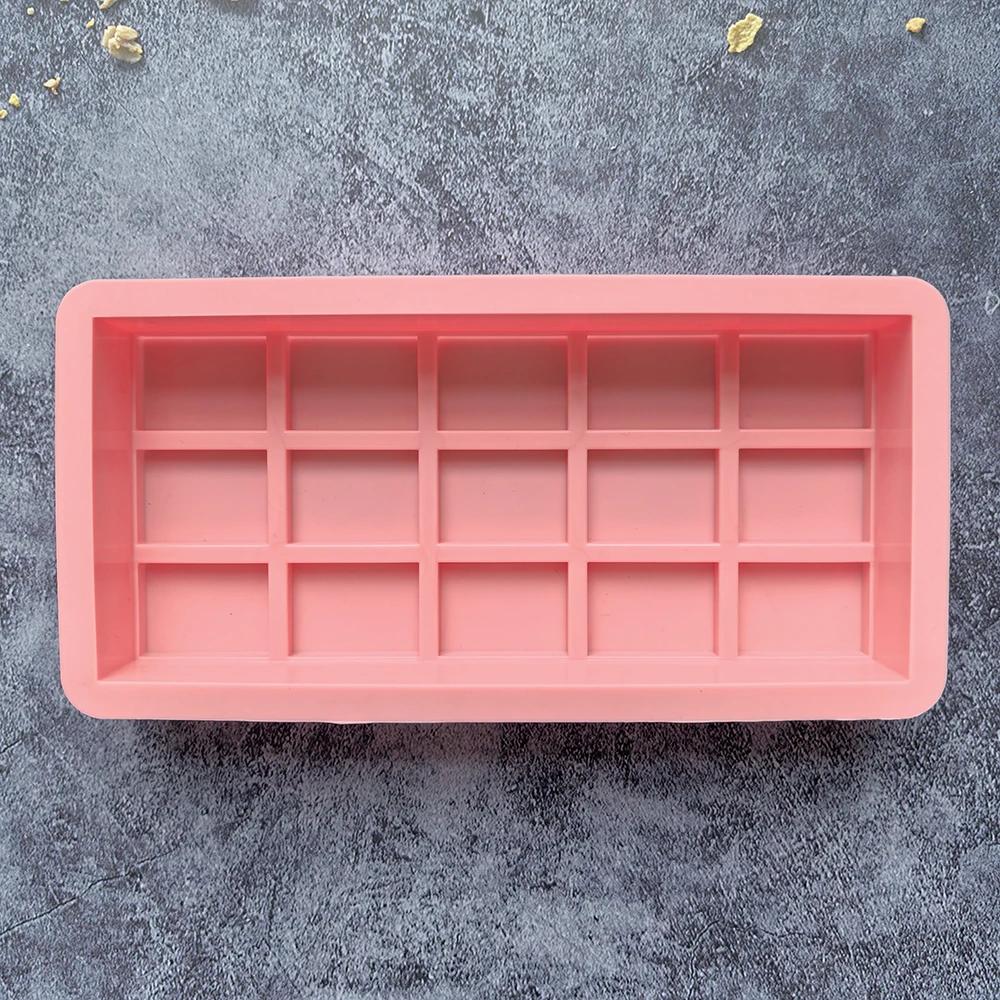 1pc 15 Grid Full Page Chocolate Bar Mold Silicone Dubai Pistachio Chocolate Bar Thick Mold for Filling Bar Baking Mold Ice Cube