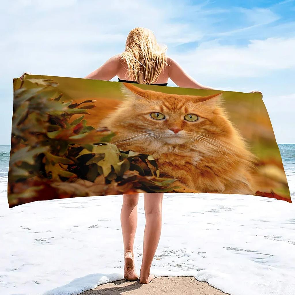 Cat Print Microfiber Lightweight Beach Towel, Soft Beach Blanket Fast Dry Super Absorbent Beach Towels for Adults and Kids
