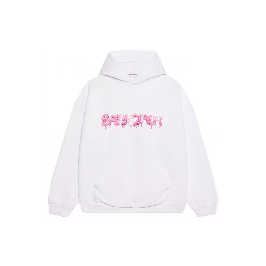 Balenciaga Wide Fit Hoodie 'White/Bubblegum' 675003TLVF29014