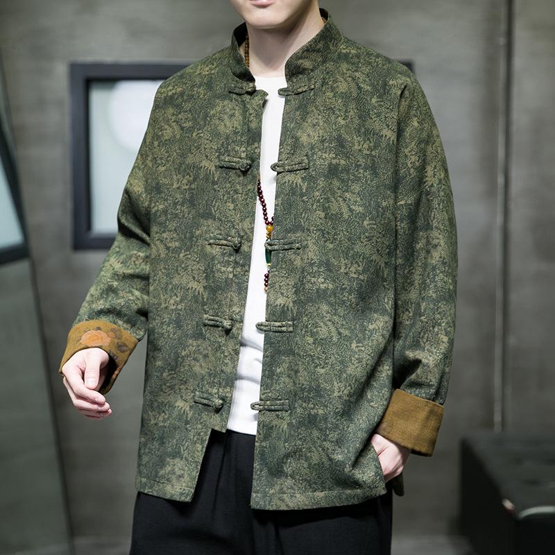 Men's Chinese Style Jacket - Spring/Autumn Hanfu Tea Suit, Zhongshan Suit, Stand-Up Collar Tang Jacket