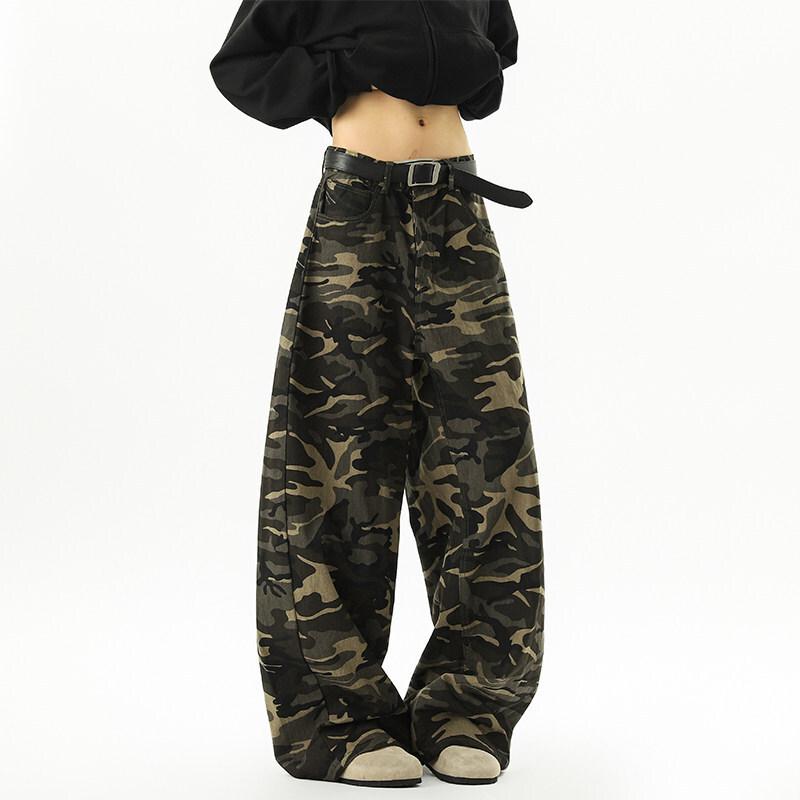 Freizeithose Herren Herbst Camouflagehose Gerades Bein Locker Lässige Hose