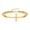 Vnox Simple Big Cross Bracelets with Glossy Stainless Steel Beads Bracelets, Adjustable Beaded Chain Men Religious Faith Jewlery