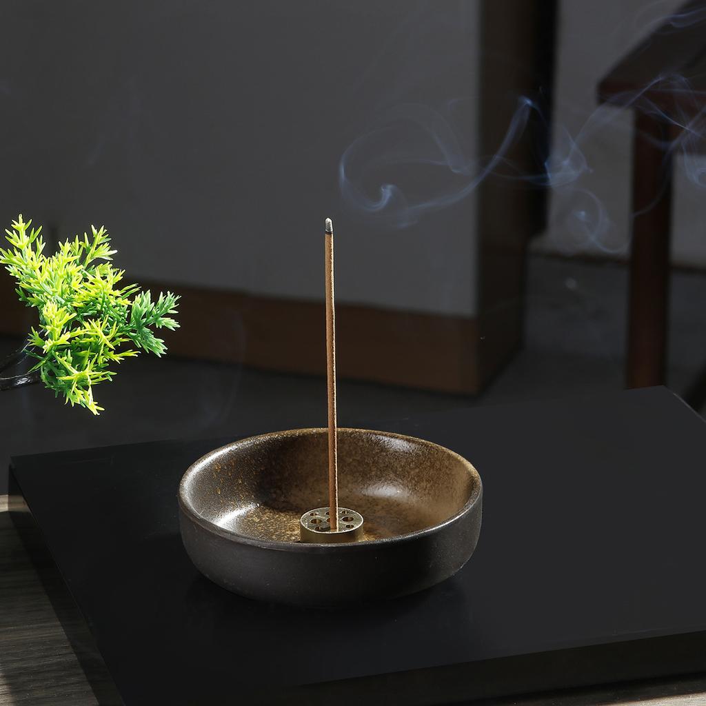 Ceramic Incense Holder Chinese Incense Burner with Ceramic Ashtray Buddhism Supplies Home Decoration