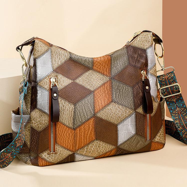 Retro Einseitige Umhänge-Mummy-Tasche - 2024 Neuer Farbblock Große Kapazität Damen-Tragetasche