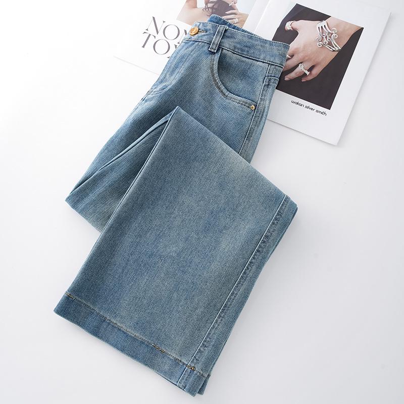 Women's Blue High-Waisted Straight-Leg Jeans - 2025 New Summer Loose & Slimming Design