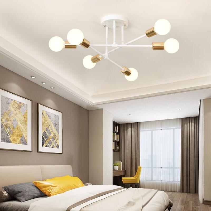 Nowoczesny Czarno-Złoty 6-ramienny Żyrandol Lampa Sufitowa