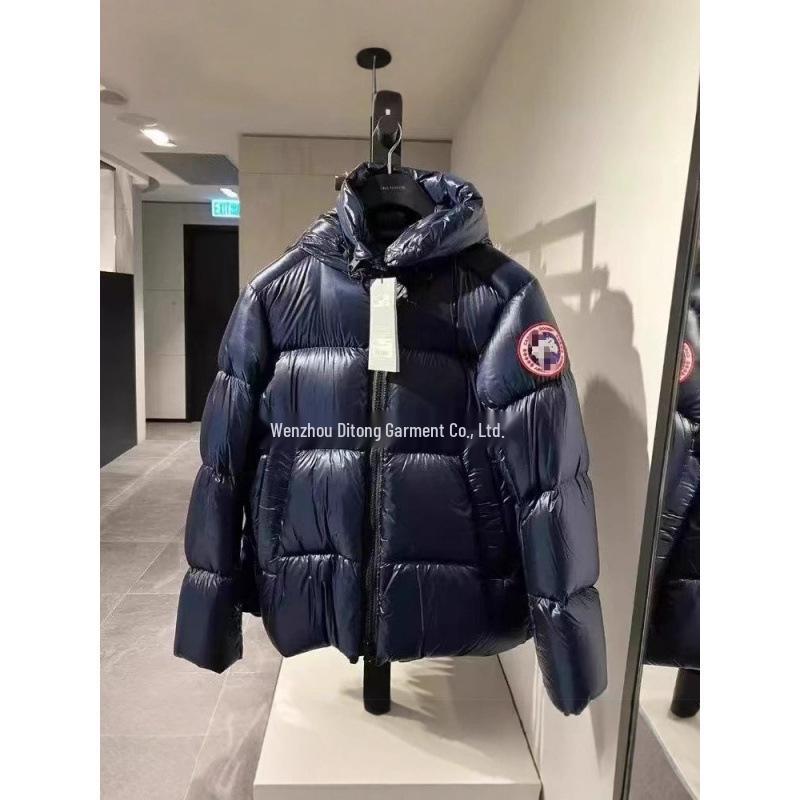 2025 Unisex Canada Goose Błyszcząca Kurtka Puchowa Puffer z Kapturem, Czarna - Ciepła i Luźny Krój