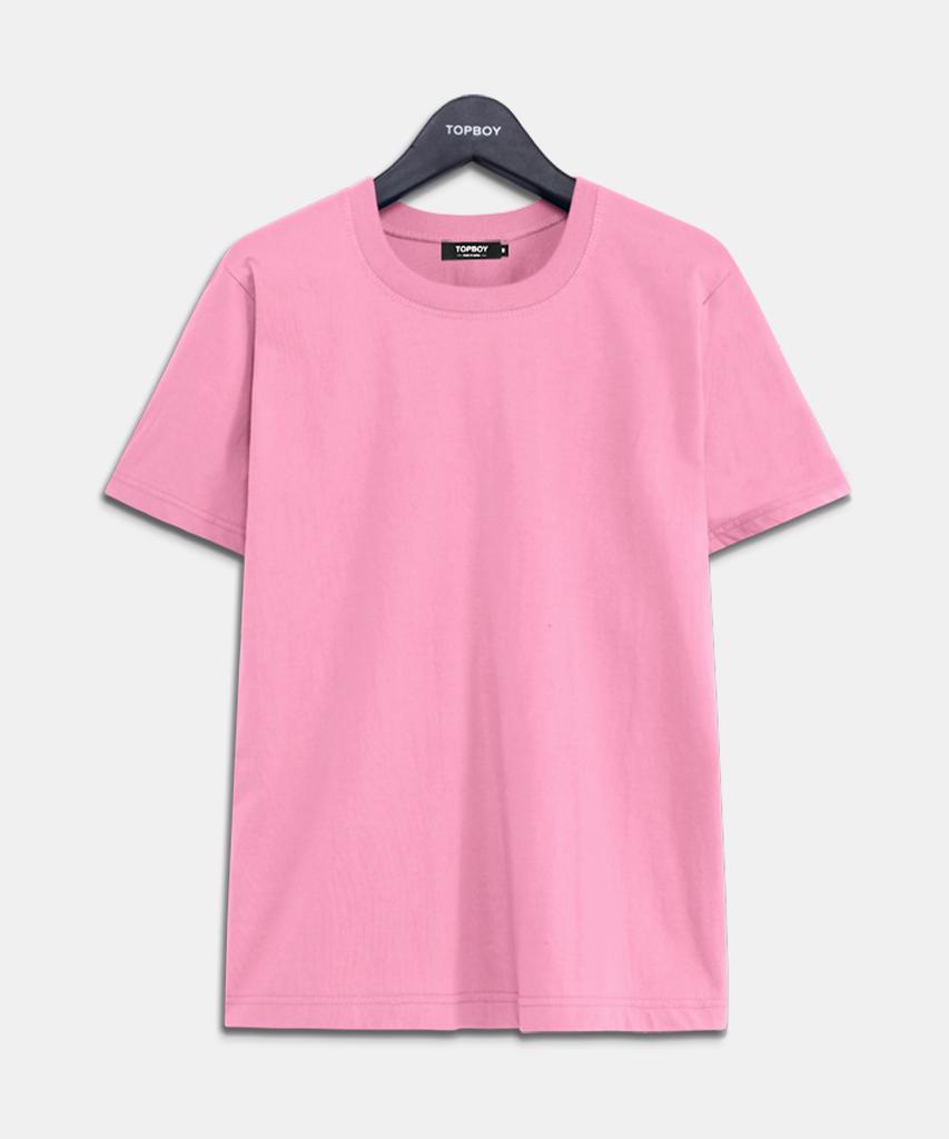 TOPBOY Basic Standard Fit Combed Cotton 30-Count Short Sleeve T-Shirt Light Pink