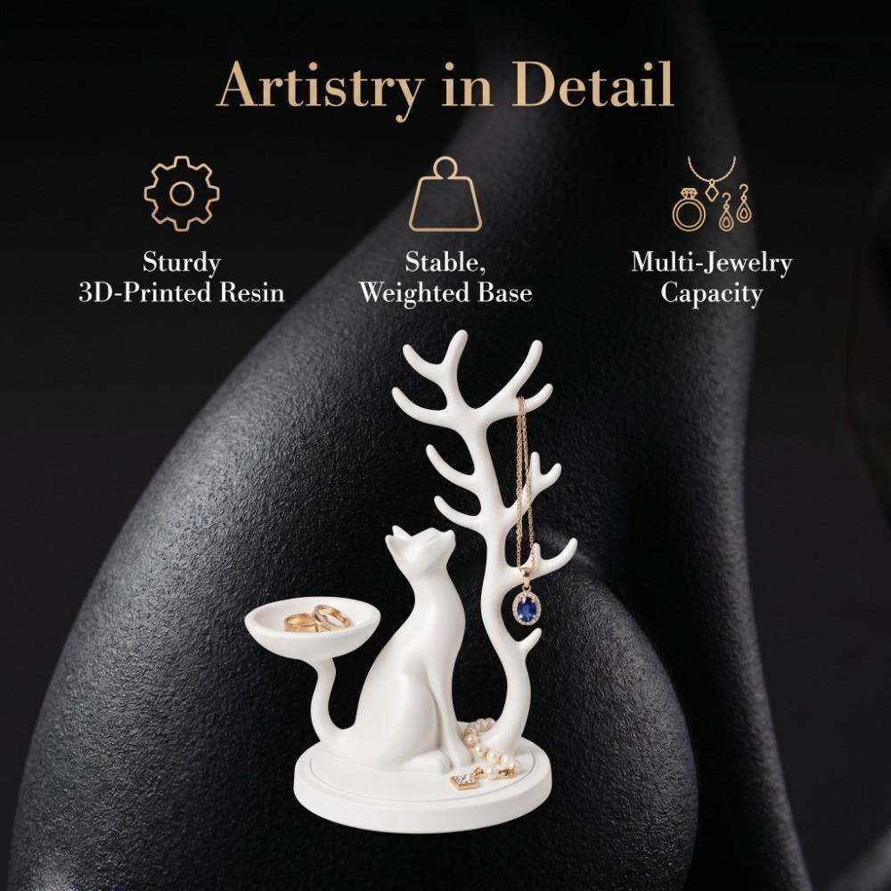 3D Printed Cat Jewelry Tray Creative Multifunctional Storage Holder for Lovers, Or Oneself