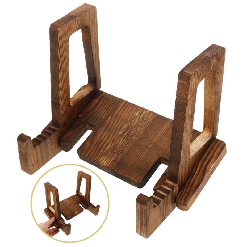 Solid Wood Kitchen Display Shelf With Nonslip Base Perfect For Cookbooks Reading Materials Storage Rack