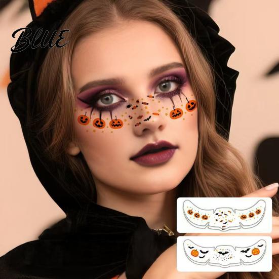 Waterproof Face Decals for Halloween Tattoo Stickers Temporary Party Makeup Art Kids Pumpkin Bat Bloodstain Adults Safe Skin Friendly Holiday Body