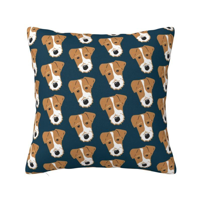 Niedlicher Jack Russell Terrier Kissenbezug 40x40cm Weiches Haustier Hund Wurfkissen für Auto Quadratischer Kissenbezug Wohnzimmer Dekoration