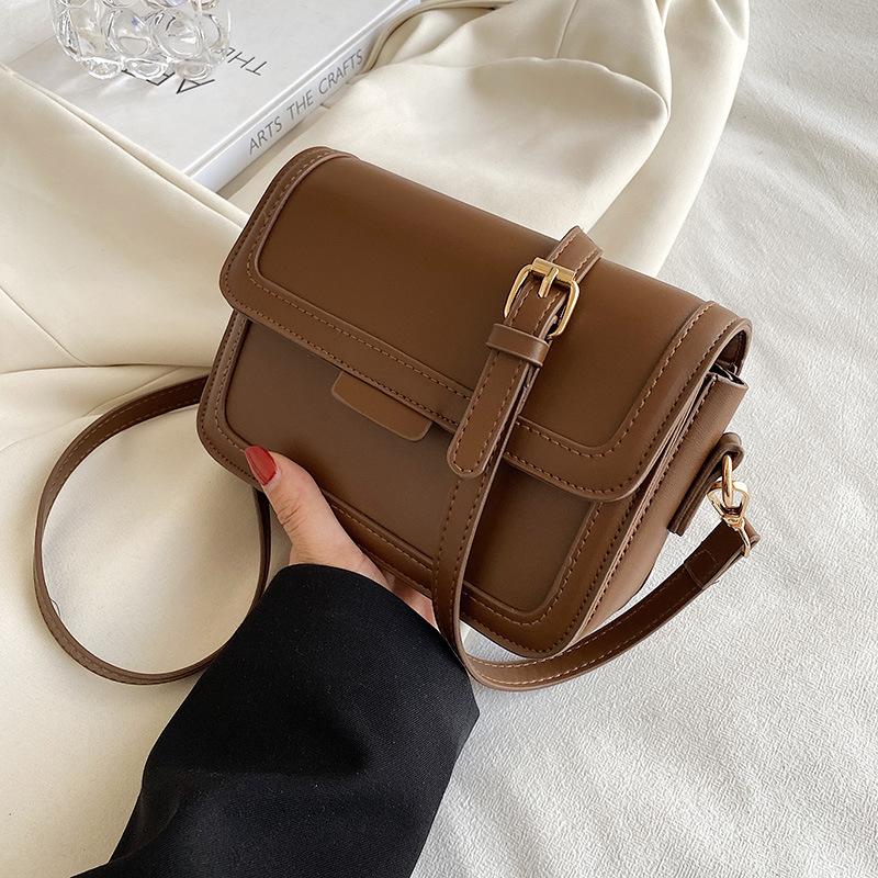 

Bag women s new trendy fashion single shoulder underarm small square bag texture retro oblique span bag темно-коричневого