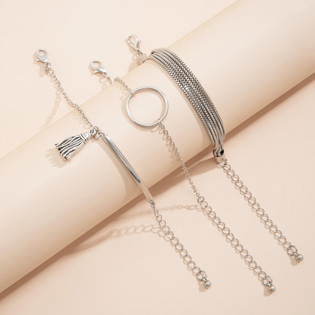 Accessories, punk hip hop thin chain multi-layer bracelets, geometric rings, versatile fringed bracelets for women