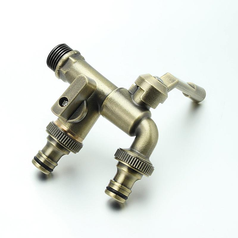 1PC Brass Bibcock 7 Colors Bronze Antique Outdoor Dual Outlet Faucet Washing Machine Out Garden Balcony Frost Protection Tap