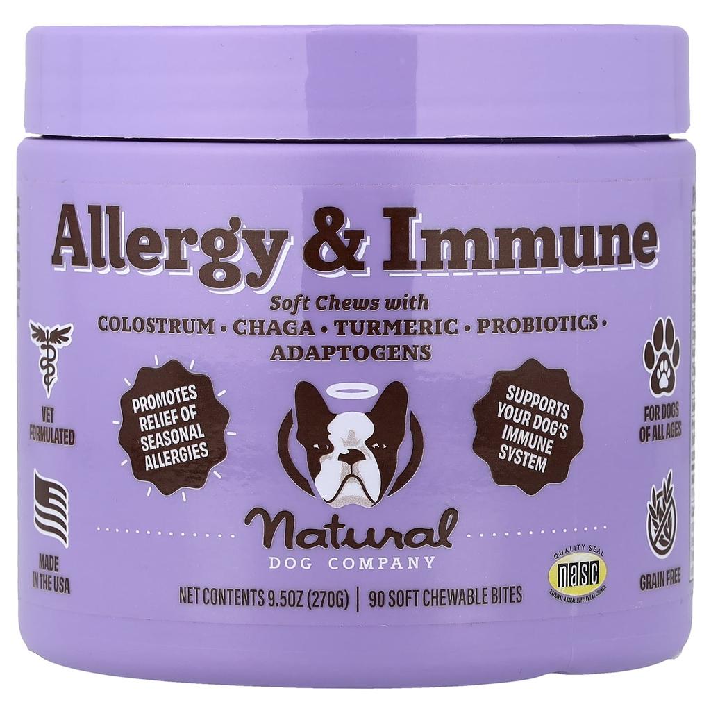 Natural Dog Company Allergy & Immune, For Dogs, All Ages, 90 Soft Chewables, 9.5 Oz (270 G)