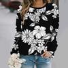 Fashionable Round Neck Long Sleeved Printed Casual Loose Streetwear