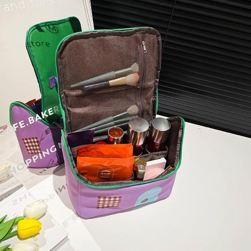 Sturdy Polyester Makeup Bag for Women Multiple Compartment Cosmetic Organizers Waterproof Portable Carry Case Use