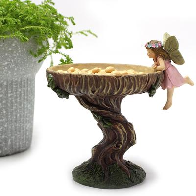 Ángel Niña Adornos de Jardín Decoración Estatuas de Hadas Únicas Resina Hadas Alimentan Pájaros Comedero para Pájaros Exterior