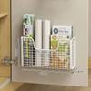 1pc Punch-free Kitchen Cabinet Door Storage Box Iron Rack Wall-mounted Cabinet Plastic Wrap Rack Bathroom Refrigerator Organizer
