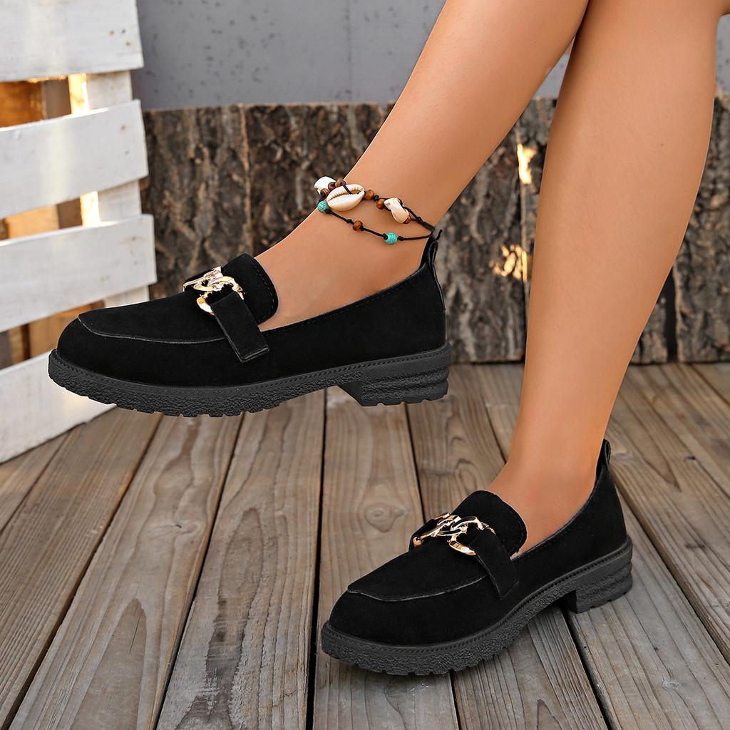 Old Beijing Cloth Shoes Women's New Genuine Platform Single Shoes, Loafers, One Pedal, Middle Heel Work Shoes, Soft Soles Are Not Tiring