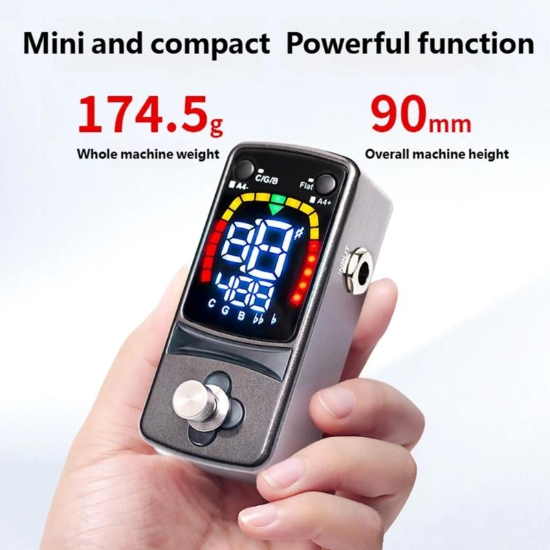 Portable Chromatic Tuner Pedal Covering A0 to C8 Range Digital Guitar Pedal Tuner for Guitarists and Musicians