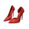 12 thin heels sexy red inner high heels women's 41 red sole side empty large size 42 light mouth patent leather work shoes 43