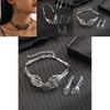Gothic Punk Skeleton Necklace Earring Set With Metal Bone Hands For Halloween Costume