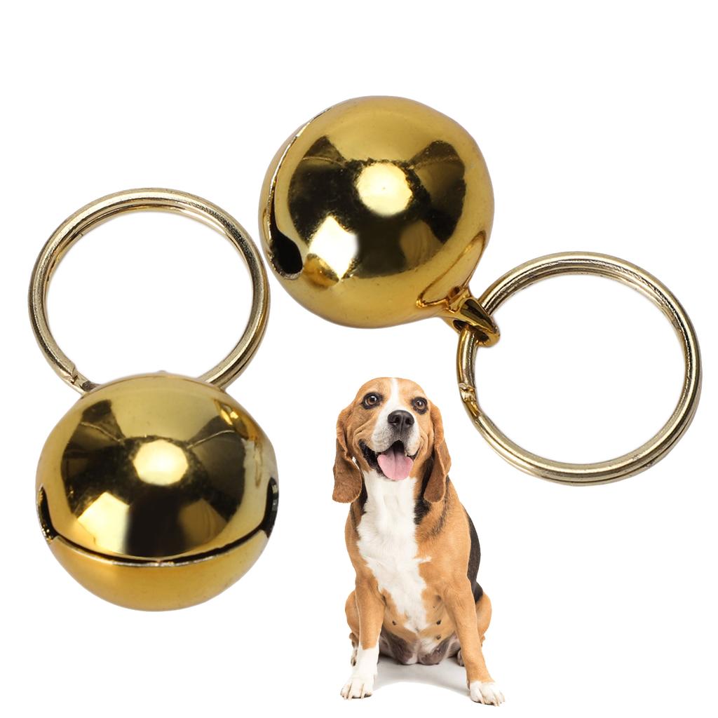 2pcs Rust Resistant AntiLost Copper  s Crisp Sound Round Collar Decoration for Dog Cat(Golden )