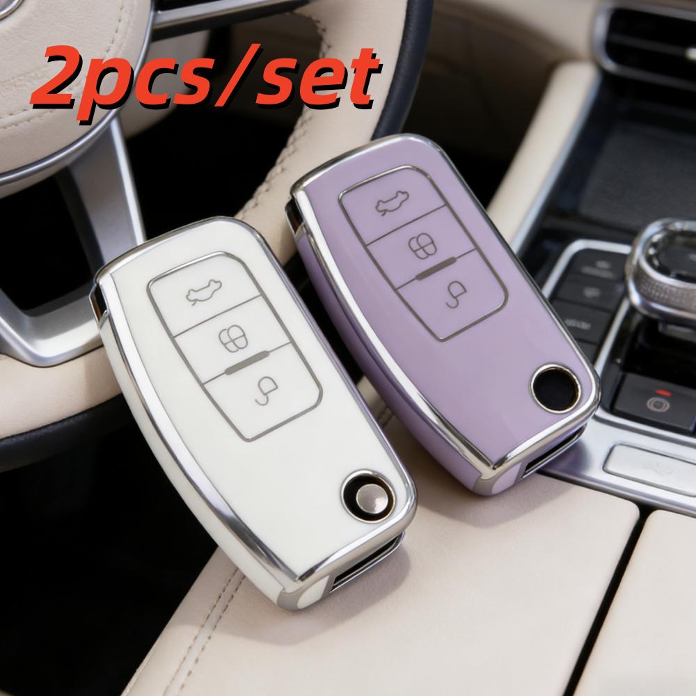 2pcs Car Key Case Covers For Ford Fiesta Focus 2 Ecosport Kuga Escape C Max