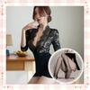 Skinny Hip Wrap Deep V Uniform Seduction Secretary Outfit Lace Perspective OL Pure Desire Free
