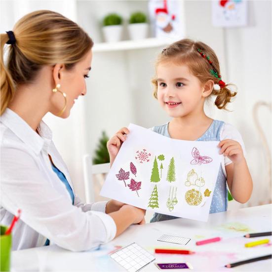 Acrylic Stamp Blocks Set Clear Stamping Blocks with Grid Lines Stamping Tool Blocks for Scrapbooking DIY Crafts Card Making